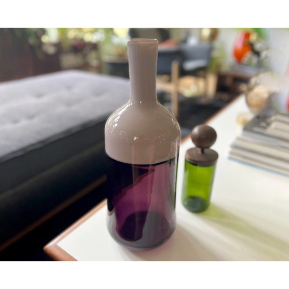 Modern Lavender and Amethyst Mouth Blown Glass Vase - Picture 6 of 8